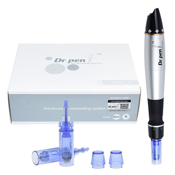 Dr pen A1-C com 2 cartuchos com fio Derma Pen Kit de cuidados com a pele Microagulha Uso doméstico Máquina de beleza