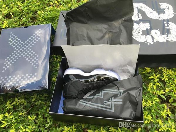 

with box 11s low space jam 11 white black men basketball shoes mens sneakers sports xi trainers carbon fiber size 8 -13 12