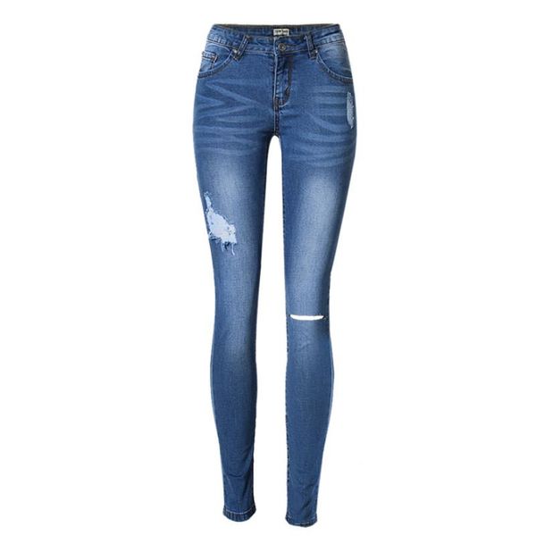 

women's jeans denim pants blue straight women spring high ripped casual dm001