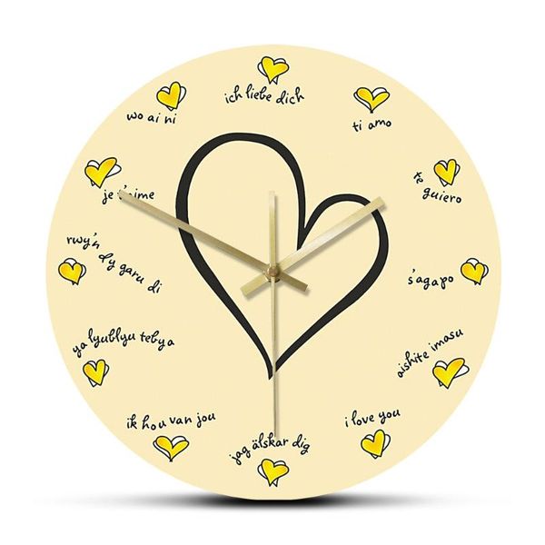 

wall clocks loving you romantic confession watch quartz silent clock horloge 12 different languages printed decor wandklok