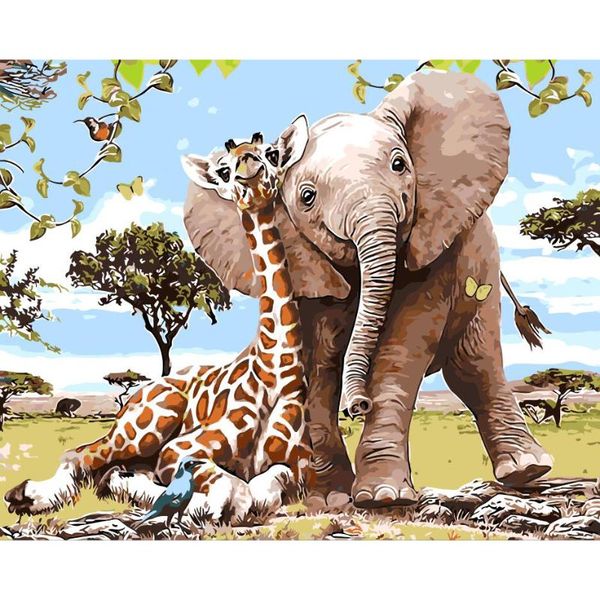 

paintings frameless elephant giraff diy painting by numbers modern wall art picture paint unque gift for home decor