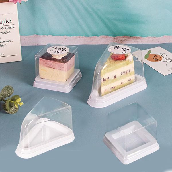 

gift wrap 50pcs triangle square cake box plastic clear disposable mousse sandwich packaging wedding birthday party baking supplies