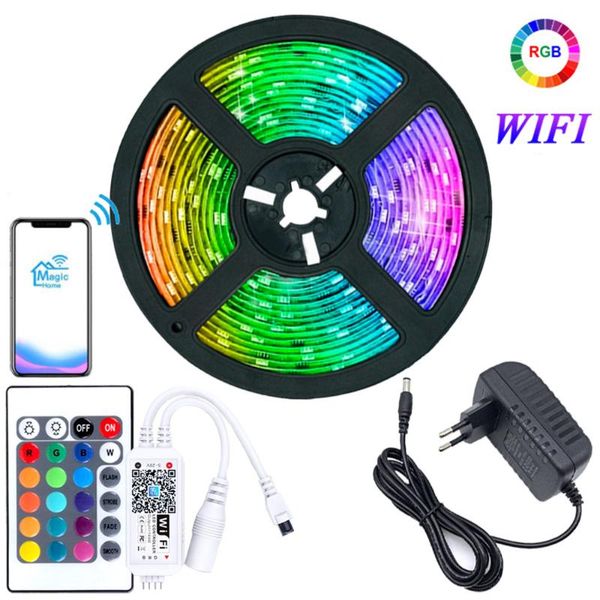 

strips wifi waterproof rgb led strip light 5/10/15/20m string 12v fiexble ribbon tape holiday lighting