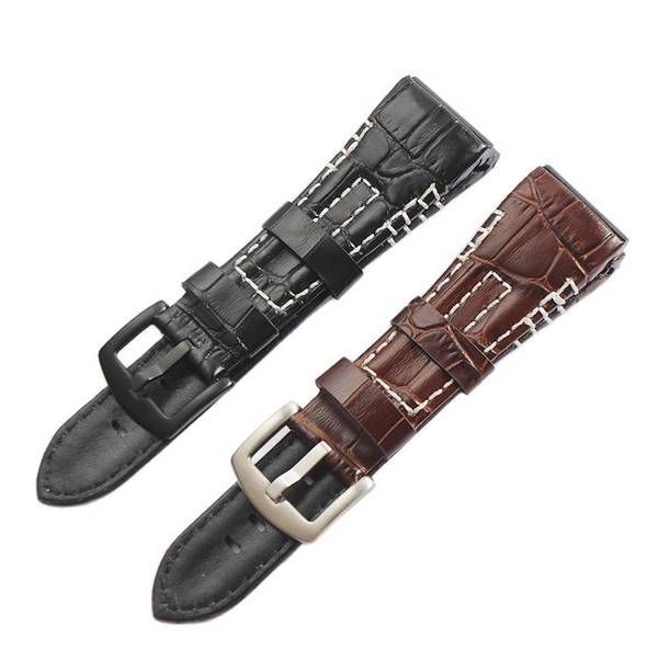 

watch bands 26mm genuine leather watchband strap fit for velatura/srh scpc077 cpc077, Black;brown