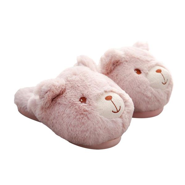 

products for autumn and winter cute pink bear warmth thick bottom home indoor slippers non-slip waterproof cotton, Black