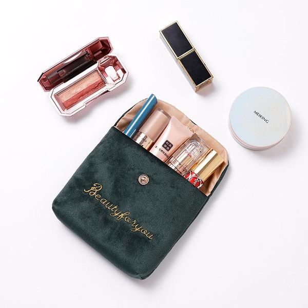 

ladies small sanitary pad makeup bag organizer travel plush lipstick toiletry beauty cosmetic pouch kit bags & cases