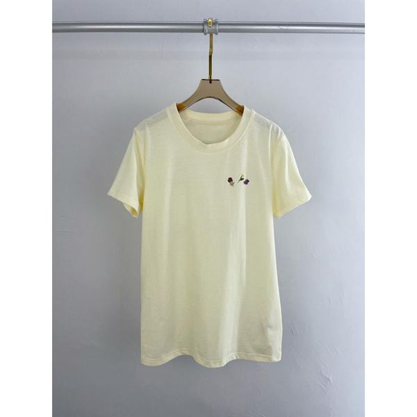 

4.6 high end women's print embroidery cotton short sleeve t-shirt, White