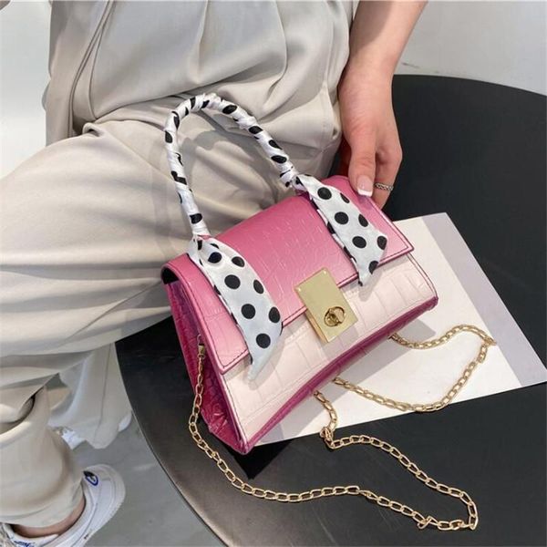 

evening bags women's handbag 2021 summer texture crocodile pattern temperament silk scarf one shoulder messenger bag hourglass