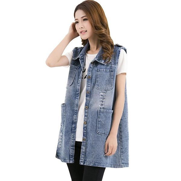 

women's vests plus size 5xl denim women 2021 spring summer waistcoat female jacket vest outerwear sleeveless casual 2543, Black;white