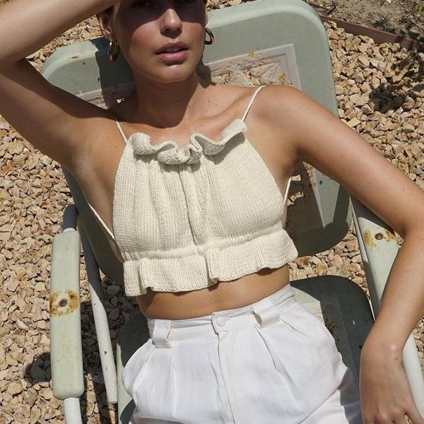 

ladies wrapped chest summer short vest pure color lace-up fold fashion women's t-shirt, White