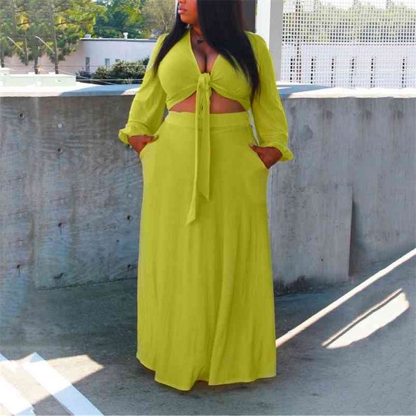 

2 piece skirt set women matching sets big fall blouse high waist elegant evening night club femme clothes 5xl 210510, White