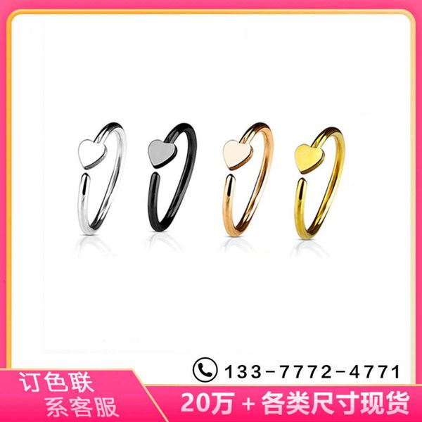 

fashion stainless steel love shaped nose ring peach heart nail ring bone puncture jewelry