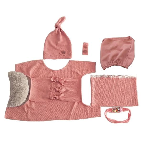 

clothing sets 1set baby soft wrap knot hat headband pillow born po props infant shooting outfits costume for boys girls p15c, White