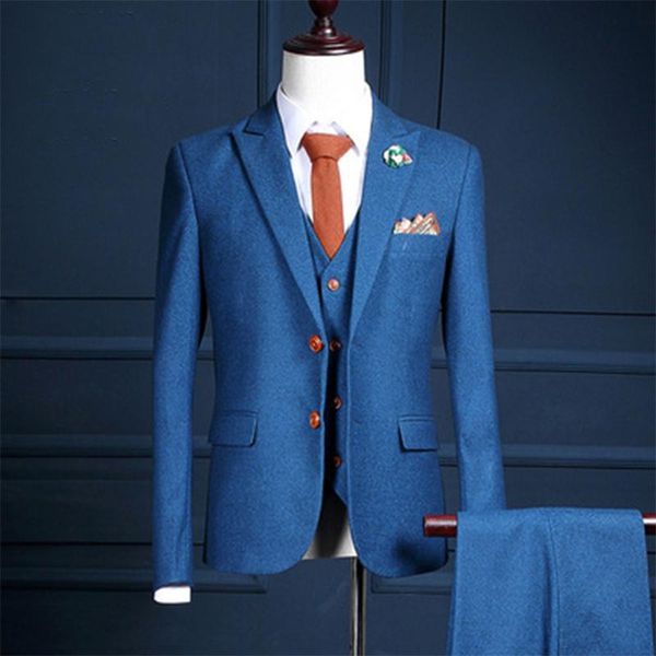 

formal business meeting men suits clothing korean version show stage host suit 3 piece vest blue slim fit 5xl wedding mens men's & blaz, White;black