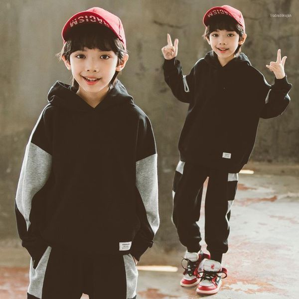 

fashion big boys clothes set autumn hooded sport suit for teenagers cotton patchwork outfits kids baby costume tracksuits 4-16t1, White