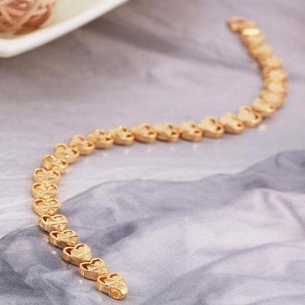 

forseven new fashion heart romantic golden bracelet women girl dating bridal bride wedding party hand jewelry accessories, Black