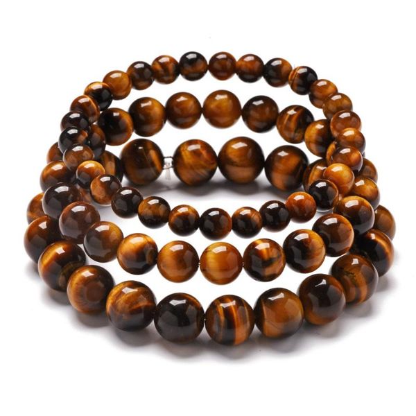 

charm bracelets natural stone 6mm 8mm 10mm tiger's eye bead bracelet yoga chakra healing friend, Golden;silver