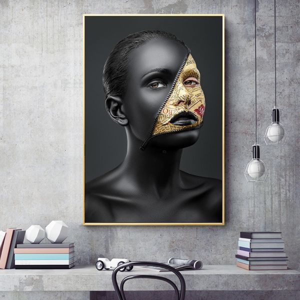 

modern woman dark skins canvas painting home decoration art poster wall pictures for living room girl prints