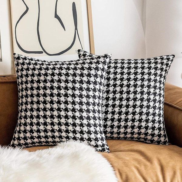 

cushion/decorative pillow simple fashionable houndstooth sofa cushion cover linen pillowcase for living room seat home decoration holiday gi