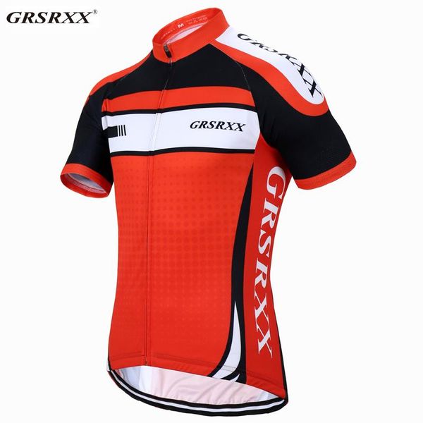 

racing jackets grsrxx cycling jersey bicycle shirt short sleeve mountain quick dry bike summer anti-uv garment, Black;red