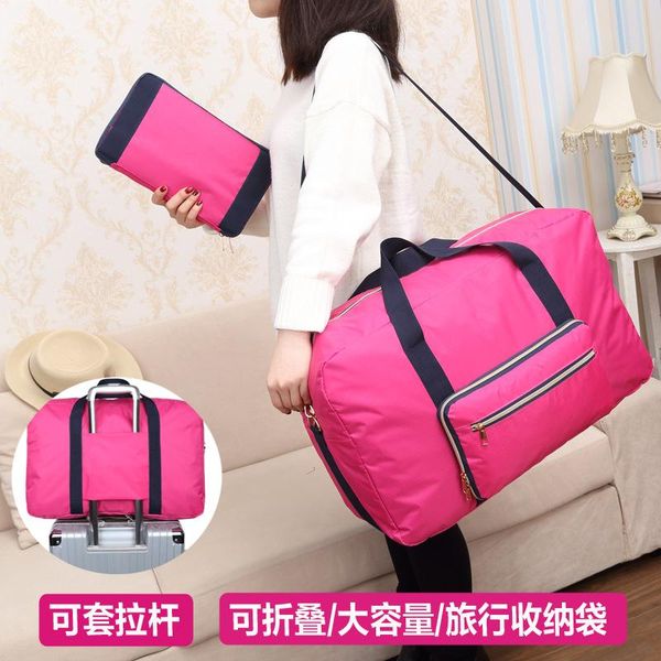 

waterproof portable folding case bar hand travel luggage bag large capacity short trip clothes organizing storage bags