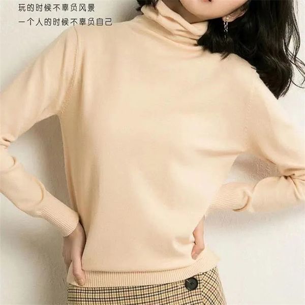 

warm knit turtleneck undershirt sweater casual knitted solid 11 color arrival turtle neck long sleeves 210522, White;black