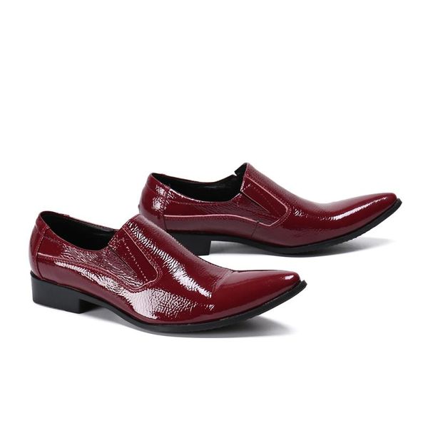 Street Moda Moda Masculina Slip-Ons Couro Genuíno Marrom Vermelho Casual Negócios Vestido Sapatos Party Wedding Mens Calçado