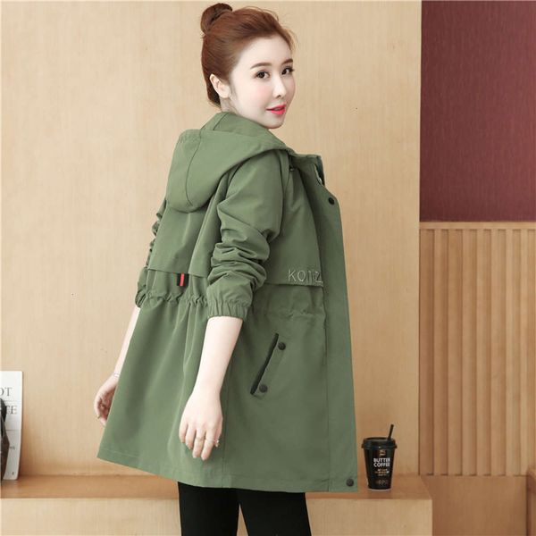 

women's jackets coats fashion windbreaker middle long small korean loose casual spring and autumn short jacket kh0k, Black;brown