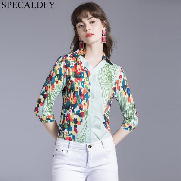 

women's blouses & shirts ladies elegant shirt women half sleeve print vintage blouse european fashion designer runway blou, White