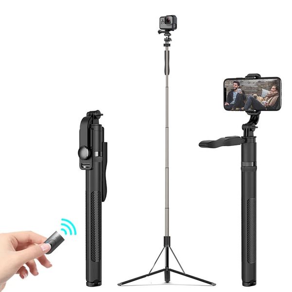 rüttelsicheres Klappstativ 1,49 m großer Bluetooth-Selfie-Stick faltbare Einbeinstative universeller Live-Übertragungsständer für Gopro-Kamera für Smartphone