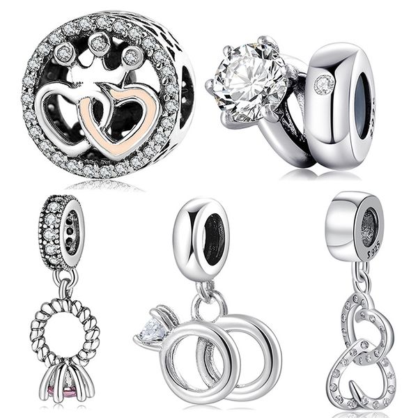 

s925 sterling silver metals beads personality creative love heart beads pendant diy bracelet accessories zircon hollow, Black