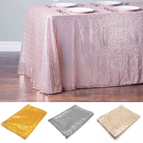 228x335cm Cobertura retangular glitter pano de lantejoulas cor-de-rosa ouro prata toalha de mesa para festa de casamento Hotel decoração