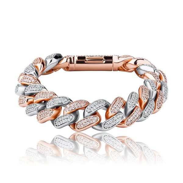 

charm bracelets 2021 16mm bracelet with box buckle iced out cubic zirconia hip hop fashion personality jewelry for gift, Golden;silver