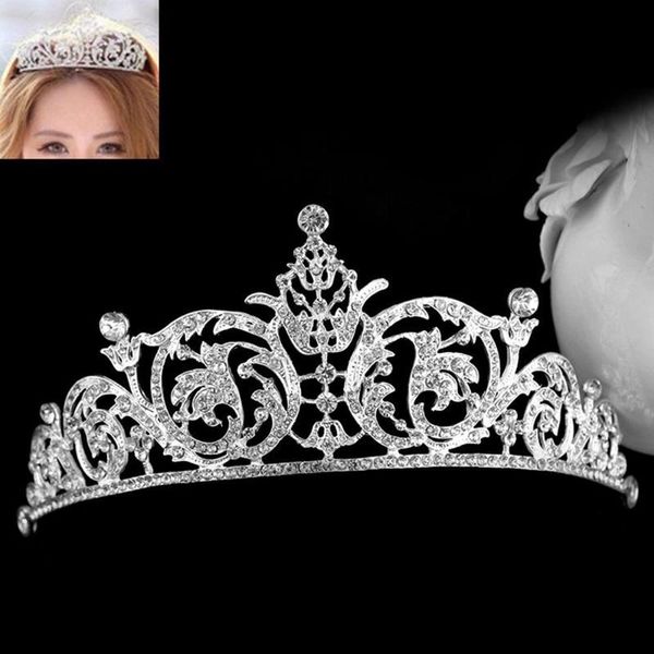 

bridal austrian rhinestone tiara wedding crown veil headband hair accessories clips & barrettes, Golden;silver