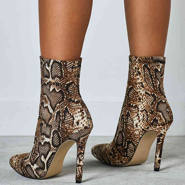 

sandals fashion serpentine ankle sock boots high heels stretch women autumn booties pointed toe us size 11 shoes p55g, Black