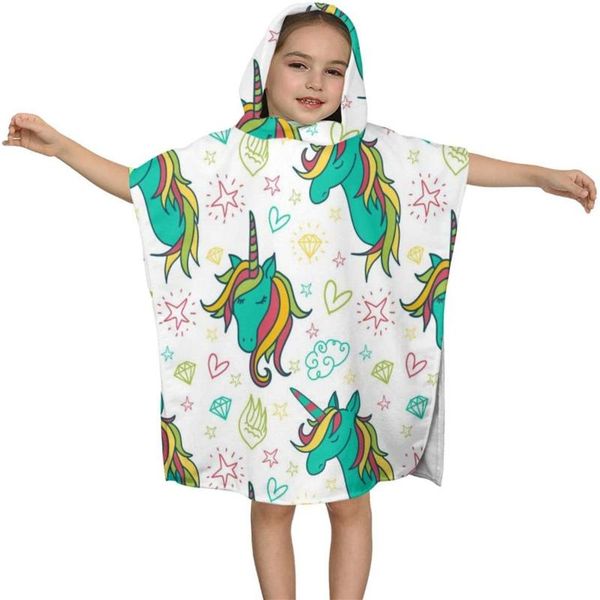

towel unicorns colorful pattern kids hooded bath for children