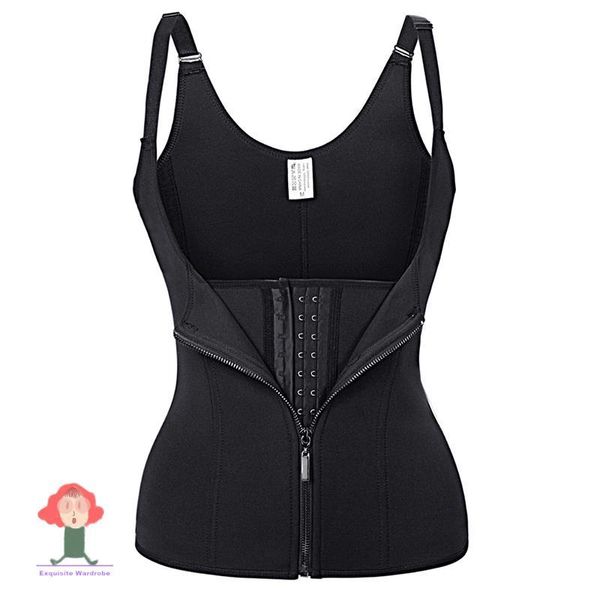 

belts women waist trainer corset zipper vest body shaper cincher shapewear slimming belt sports girdle neoprene sauna tank top, Black;brown