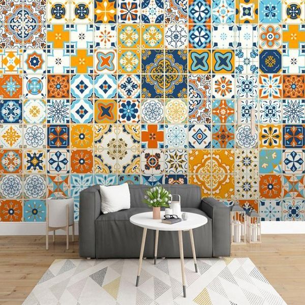 

wallpapers custom 3d wallpaper colorful geometry morden brick pannl wall mural decoration