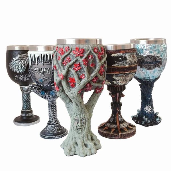 

mugs 3d dragon wolf map resin stainless steel goblets coffee drinkware mark tankard