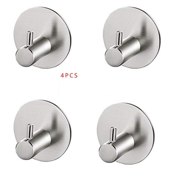 

towel racks holder 4pcs/set bathroom self adhesive wall hook for robe brushed stainless steel rack hanger 5cm
