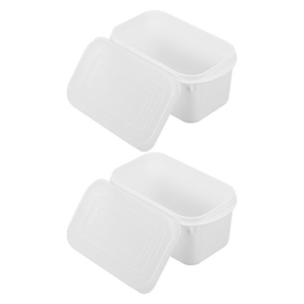 

dishes & plates 2pcs butter boxes crisper preservation storage cases (white)