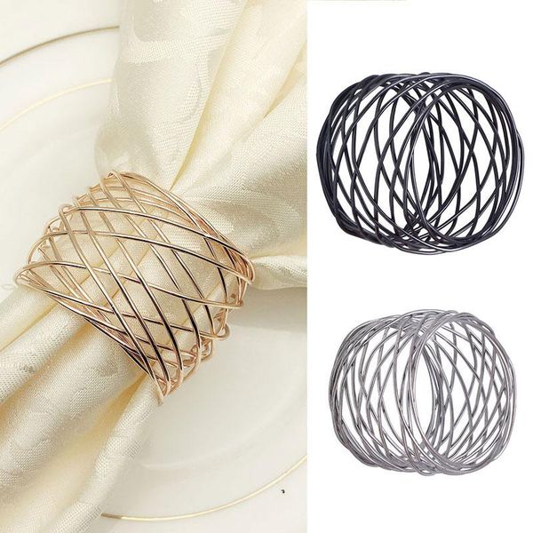 

napkin rings silver wire mesh ring metallic buckle table wedding decoration holders decorations servilletero
