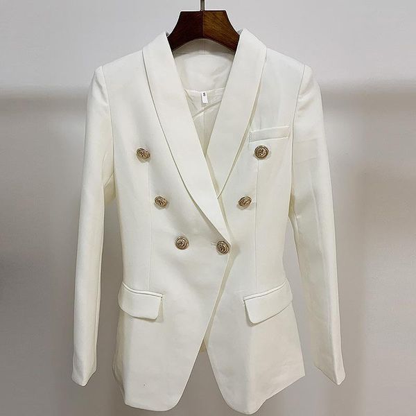 

women's suits & blazers fashion designer blazer women double breasted gold lion buttons shawl collar black red white wholesale d5wr, White;black