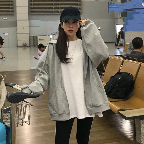 

women's hoodies & sweatshirts women hoodie oversized harajuku loose thin long pink womens sweatshirt with a hood korean version, Black