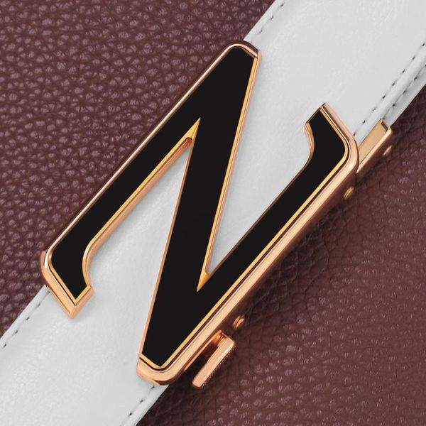

belts letter z belt for men genuine leather automatic buckle blue designer 3.5cm wide male waist strap, Black;brown