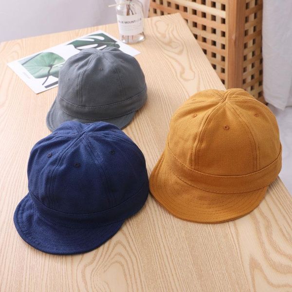 

caps & hats 1-4 years baby boy hat short brimmed soft japanese baseball cap retro accessories toddler boys, Yellow