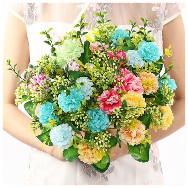 

peony artificial flowers 5 heads luxurious bouquet wedding decoration for home table decor sky blue fake hydrangea decorative & wreaths