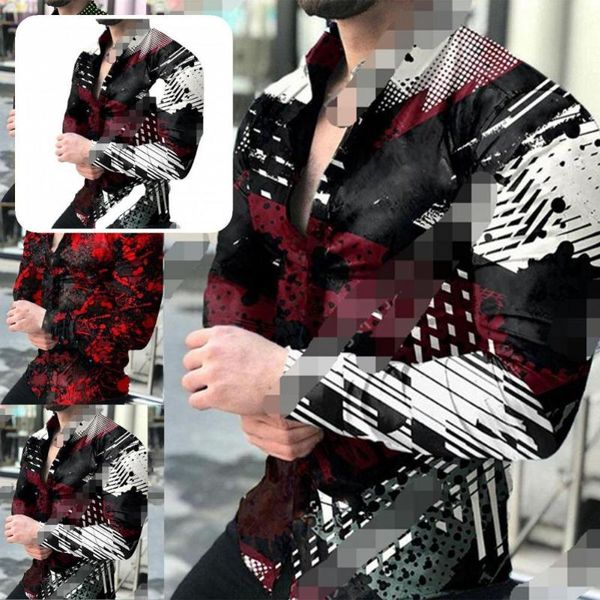 

men's casual shirts long sleeve fashionable gradient autumn fit eye-catching for club, White;black