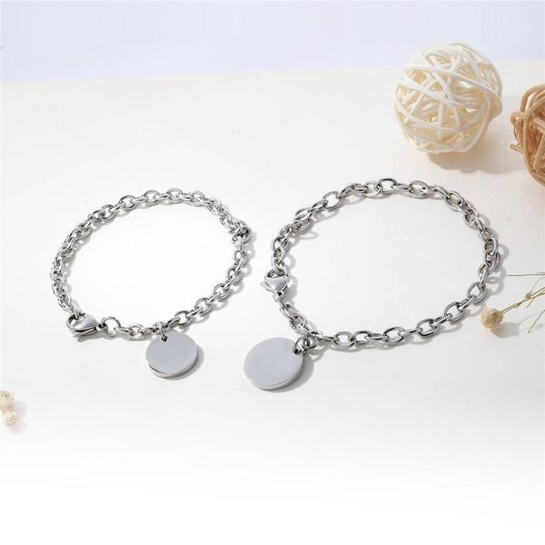 

charm bracelets stainless steel silver color love heart shape pendant bracelet chain vintage jewelry gift for women1, Golden;silver