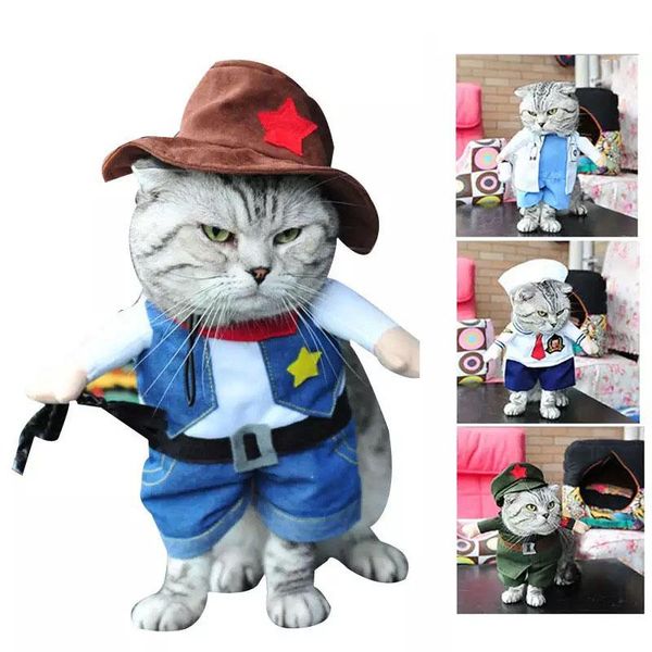 

christmas cat clothes halloween costume role-playing spring autumn fashion personality four feet denim costumes